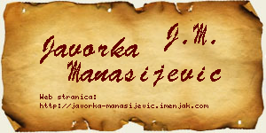 Javorka Manasijević vizit kartica